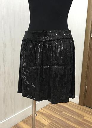 Юбка в пайетках мини р. m / l блестящая нарядная новогодняя черная