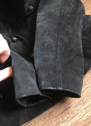 Куртка шкіряна замшевшая осіння з хутряним коміром