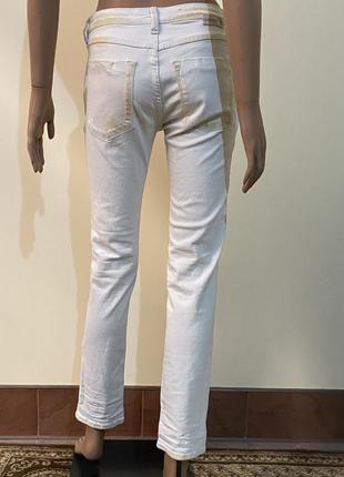 Молочные итальянские штаны с эффектом состаривания6 фото