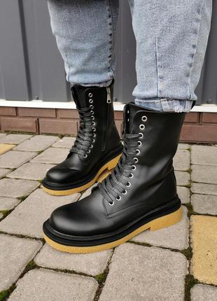 Чоботи демі чорні черевики чорні жіночі осінь