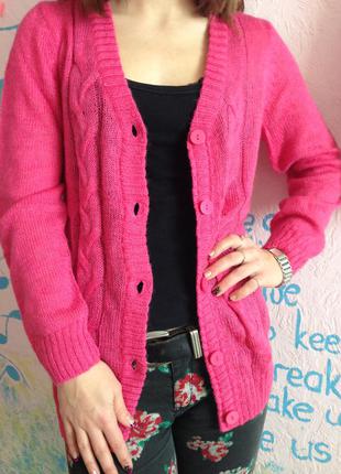 Кофта.кардиган.пуловер-яркий ,розовый 36р h&m германия1 фото