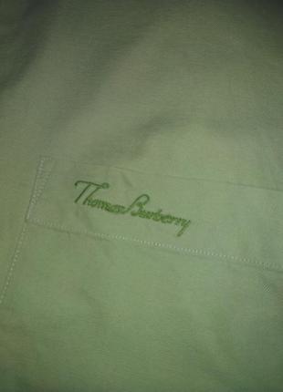 Мужская салатовая рубашка от thomas burberry с коротким рукавом3 фото