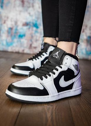 Кросівки air jordan 1 white black кроссовки