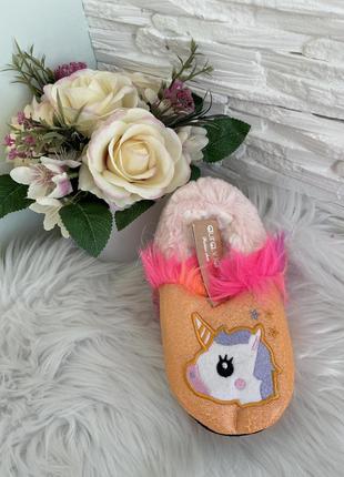 Мягенькие тапочки единорожки размер единый 24-27