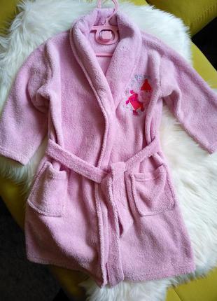 Халат детский peppa pig с поясом теплый девочка 4-5 лет