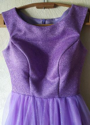 Платье выпускное/вечернее фиолетовое, сиреневое, пышное, длинное6 фото