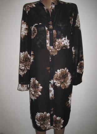 Шифонова сукня сорочка marks &spencer р-р8 великі квіти1 фото