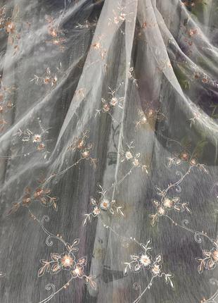 Тюль кристалон з квітковою вишивкою3 фото