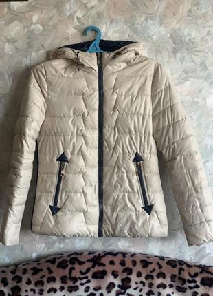 🧥бежева жіноча куртка-пуховик/нюдовая тепла стьобаний куртка осінь-весна, осіння куртка🧥