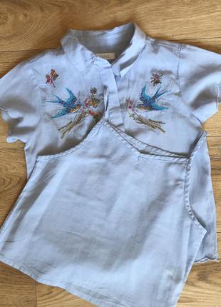 Комплект набір нарядна блузка з вишивкою бісер