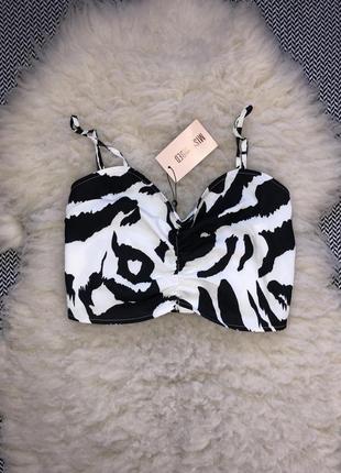 Зебра принт шифоновый топ бретели короткий майка