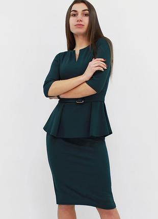Класичне жіноче плаття з баскою venera, зелений