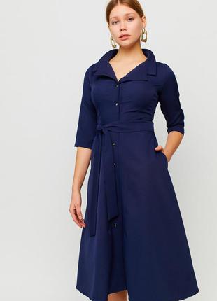 Вишукане класичне плаття, темно-синє