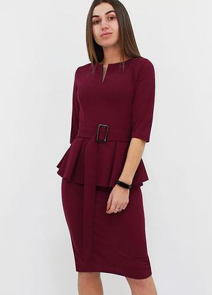 Класичне жіноче плаття з баскою venera, марсала