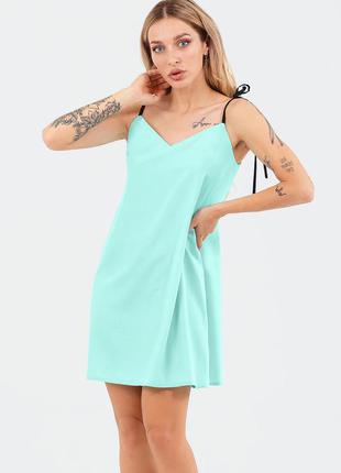 Молодежное летнее повседневное платье на завязках lillian, ментоловое