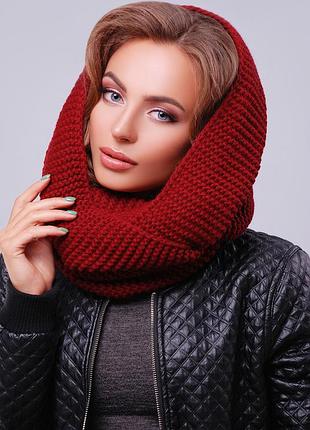 Зимовий в'язаний снуд jersy, бордовий