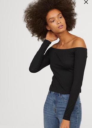 Чорний кроп топ з довгими рукавами відкритими плечима коротка футболка, майка