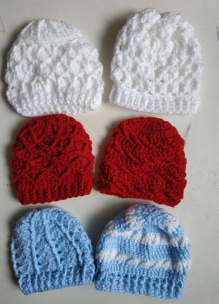 Ажурные вязаные шапочки/шапки для куклы/пупса baby born/baby annabelle