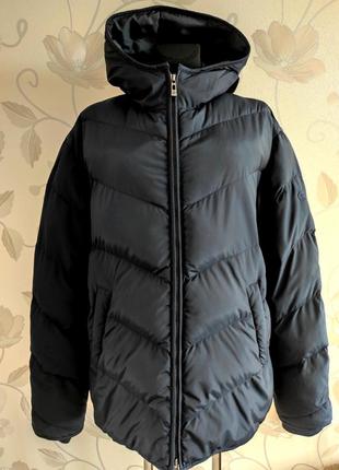 Шикарна пухова куртка італійського бренду темно синього кольору !2 фото