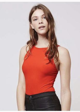 Topshop-яркий красный боди в рубчик! р.-36