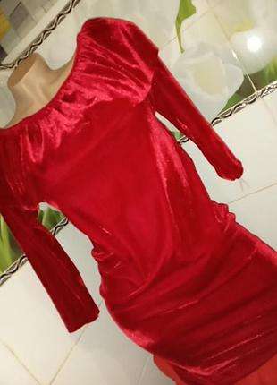 Платье красное/бархатное/ велюр