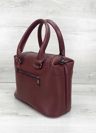 Женская сумка бордовая сумка среднего размера сумка с длинным ремешком сумка через плечо4 фото