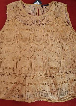 Майка ажурная m&s цвета охра