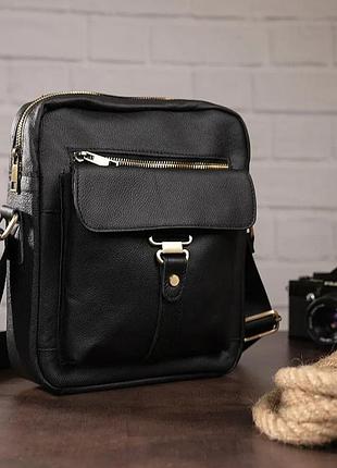 Сумка мужская черная кожаная