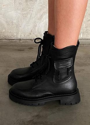 Зимние женские ботинки на меху nn premium, черные (черевики жіночі зимові на хутрі)