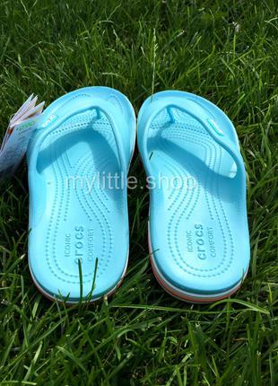 Тапочки в'єтнамки крокс crocs bayaband flip blue/melon блакитні5 фото