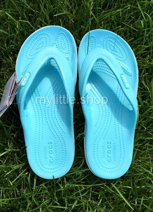 Тапочки в'єтнамки крокс crocs bayaband flip blue/melon блакитні4 фото