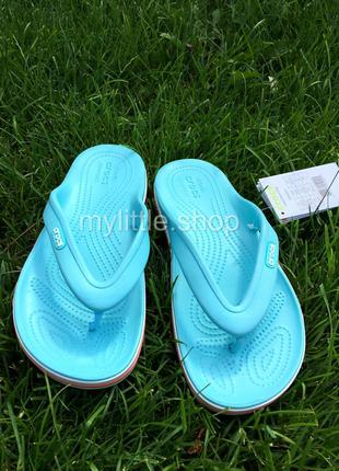 Тапочки в'єтнамки крокс crocs bayaband flip blue/melon блакитні3 фото