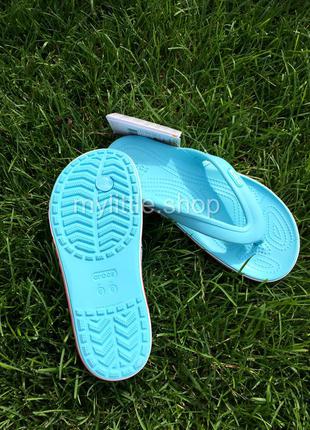 Тапочки в'єтнамки крокс crocs bayaband flip blue/melon блакитні6 фото