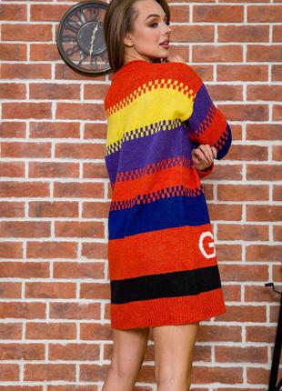 Стильная кофта платье туника разноцветнее акрил качество бомба цвета свитер оверсайз3 фото