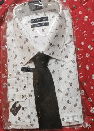 Новогодняя мужская рубашка с галстуком германия c&a