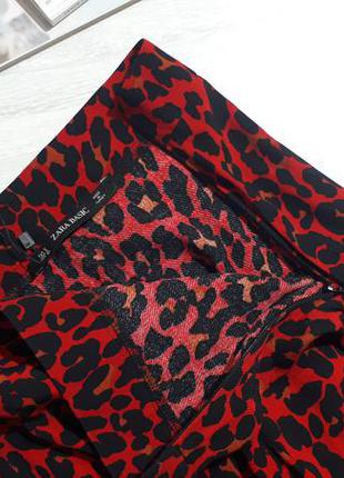 Спідниця з воланами леопардовий принт/ червона асиметрична спідниця з леопардовим принтом5 фото