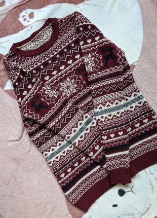 Тільки сьогодні знижка!! светр милий з оленями, джемпер, светр теплий, зимовий светр, орнамент, візерунки