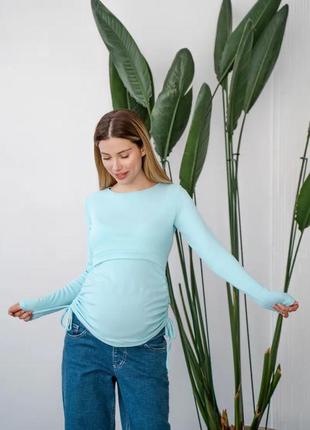 М'яка блакитна кофта для вагітних та годуючих з секретом годування (кофта для вагітних і годуючих)8 фото