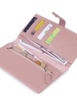 Кожаное женское матовое портмоне grande pelle 11545 розовый3 фото