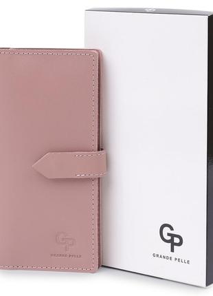 Кожаное женское матовое портмоне grande pelle 11545 розовый6 фото