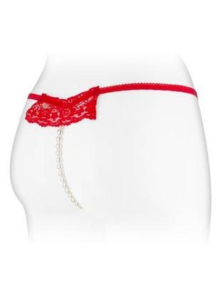 Трусики-стрінги. з перловою ниткою сіточка мереживо ажур secret fashion katia red2 фото