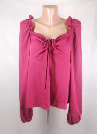 Бордова блузка з красивим декольте марсала1 фото