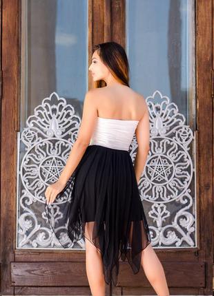 Платье вечернее с пышной юбкой черно-белое2 фото