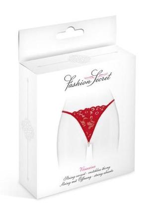 Трусики-стринги с жемчужной ниткой ажурные с кружевом fashion secret venusina red3 фото