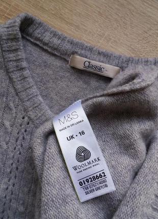 Marks&spencer кардиган 100% вовна класичний фасон на золотих гудзиках светр сірий-бузковий.10 фото