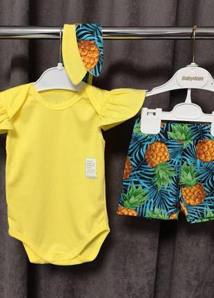 Комплект з 3-х предметів (боді, шорти, пов'язка солоха)