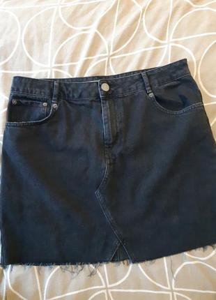 Красивая юбка джинсовая темно серая 14 хл4 фото