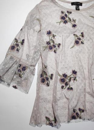 Нежная футболка в сеточку с вышивкой ✨new look✨ цветы цветочный принт блузка блуза3 фото