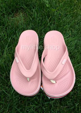 Тапочки вьетнамки крокс crocs bayaband flip petal pink розовые3 фото