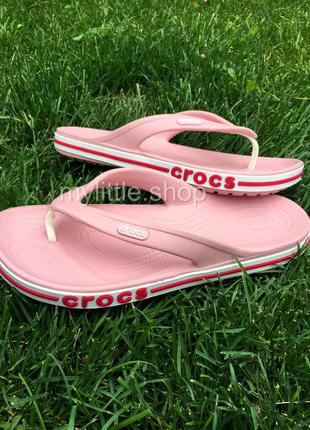 Тапочки вьетнамки крокс crocs bayaband flip petal pink розовые